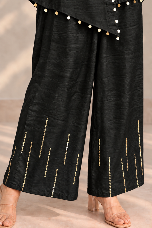 Sequin Embellished Festive Co-Ord Set - Black