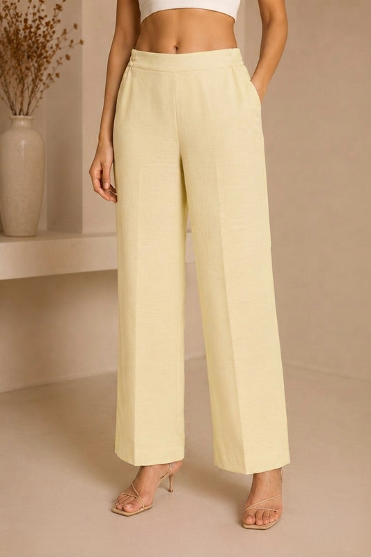 Essential Cotton Lycra Pants – Beige