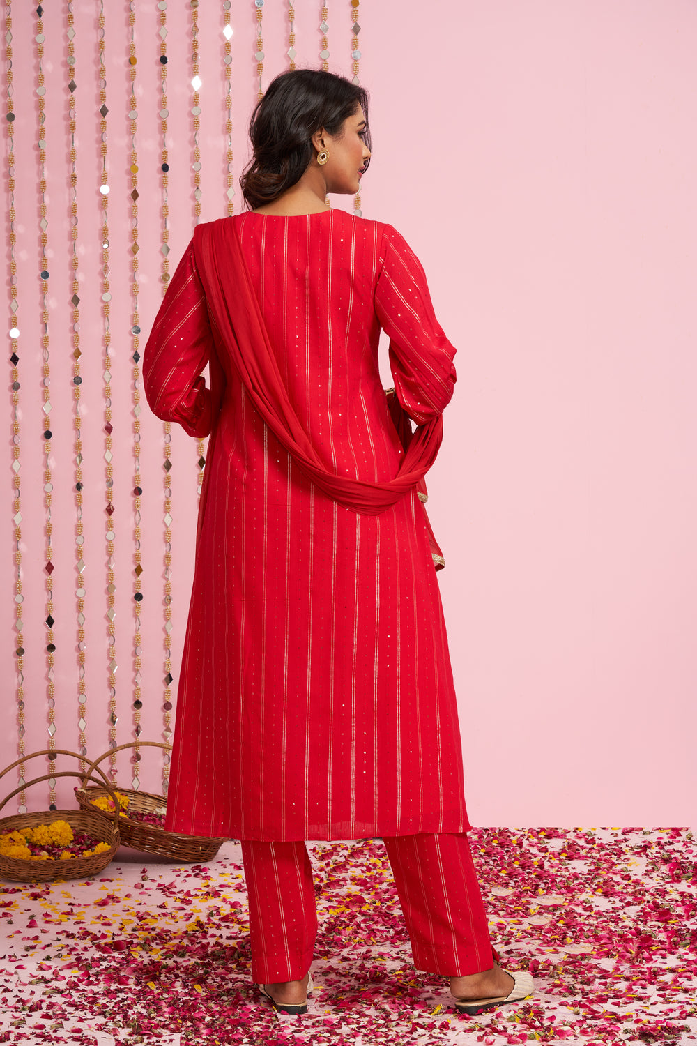 Sequence Weaved Kurti Set With Dupatta