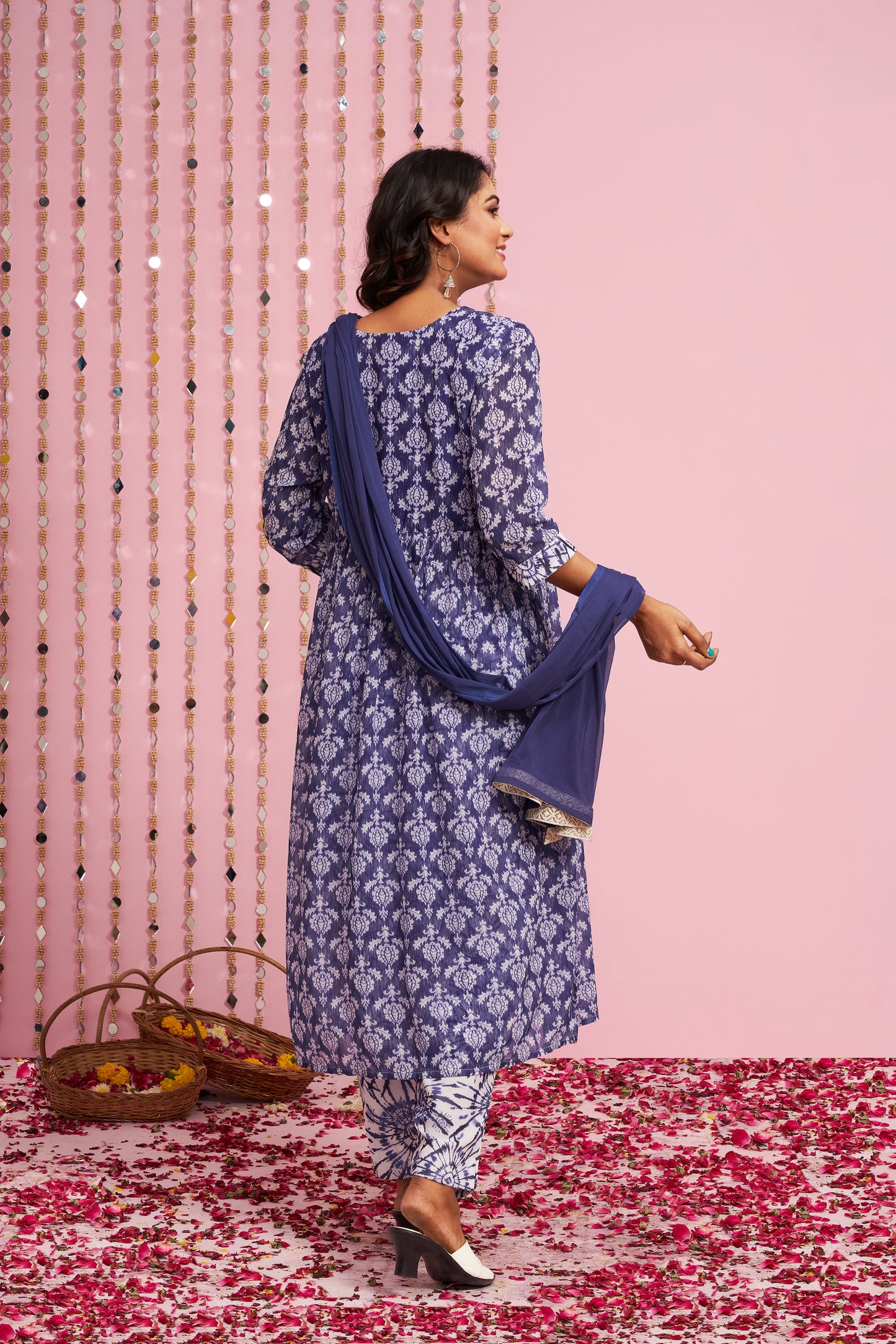 Printed Kurti Set With Plain Dupatta