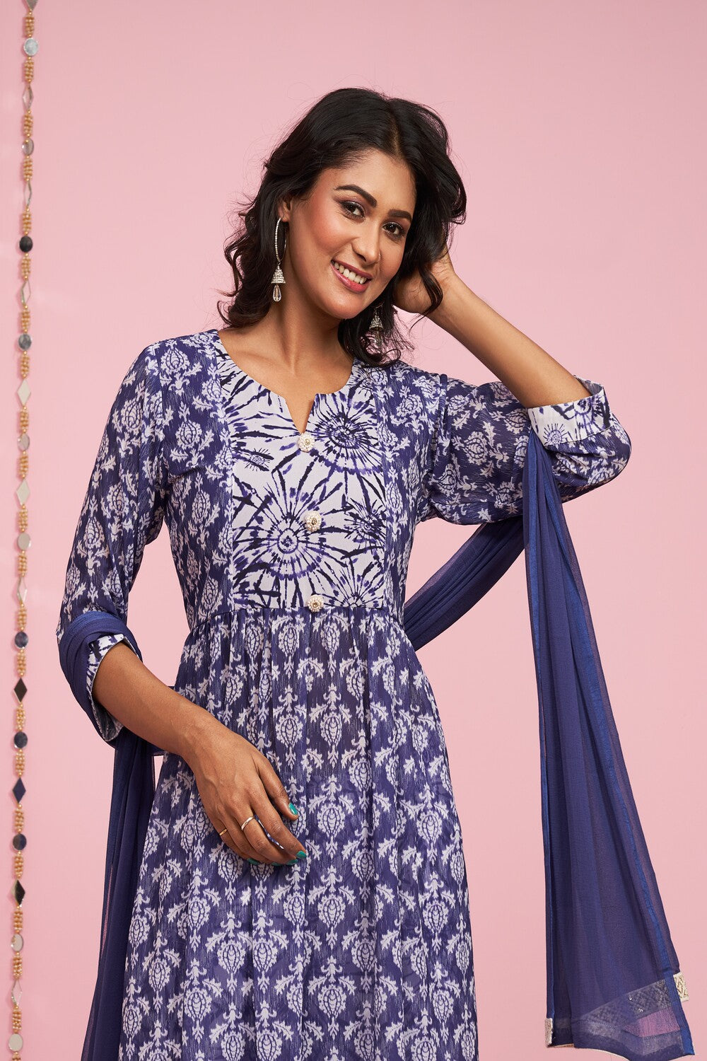 Printed Kurti Set With Plain Dupatta
