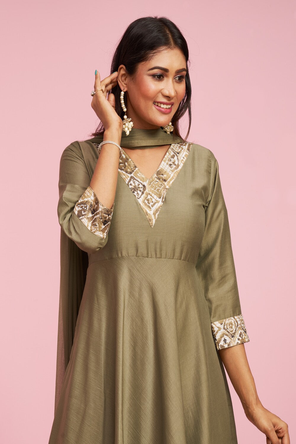 Semi Ethnic Kurti With Dhoti And Dupatta