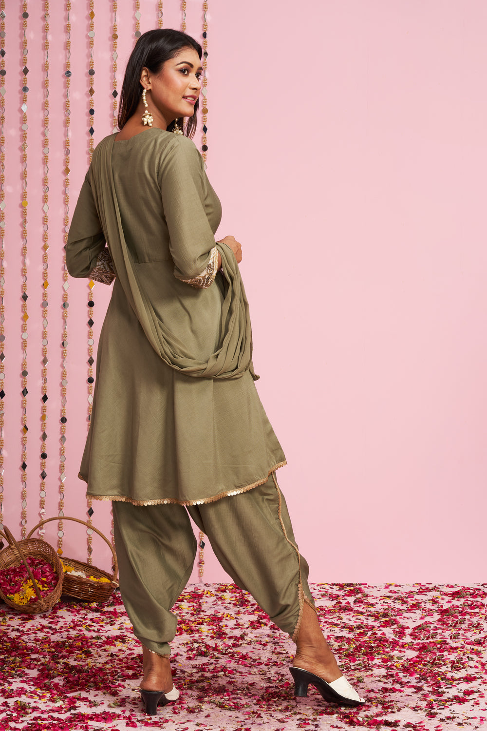 Semi Ethnic Kurti With Dhoti And Dupatta