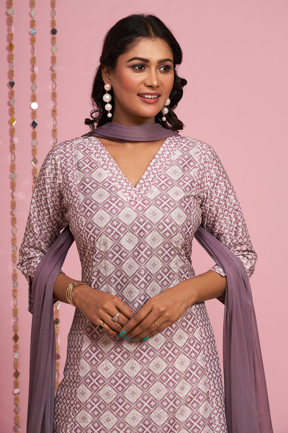 A-line Printed Kurti Set With Dupatta