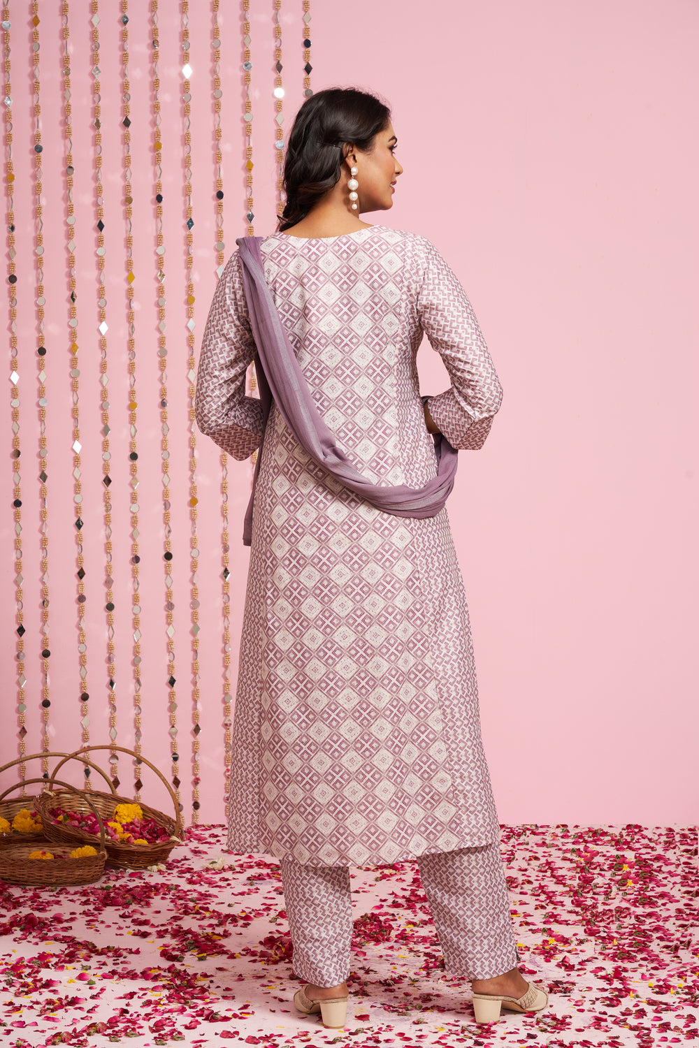 A-line Printed Kurti Set With Dupatta