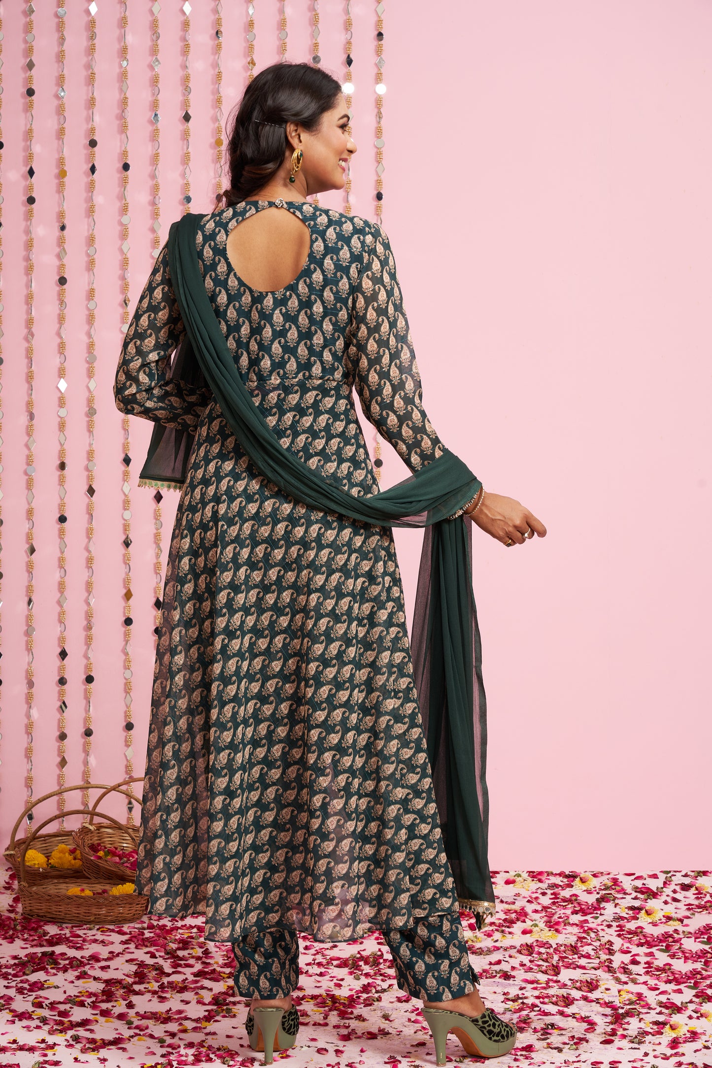 Printed Anarkali Kurti Set With Dupatta