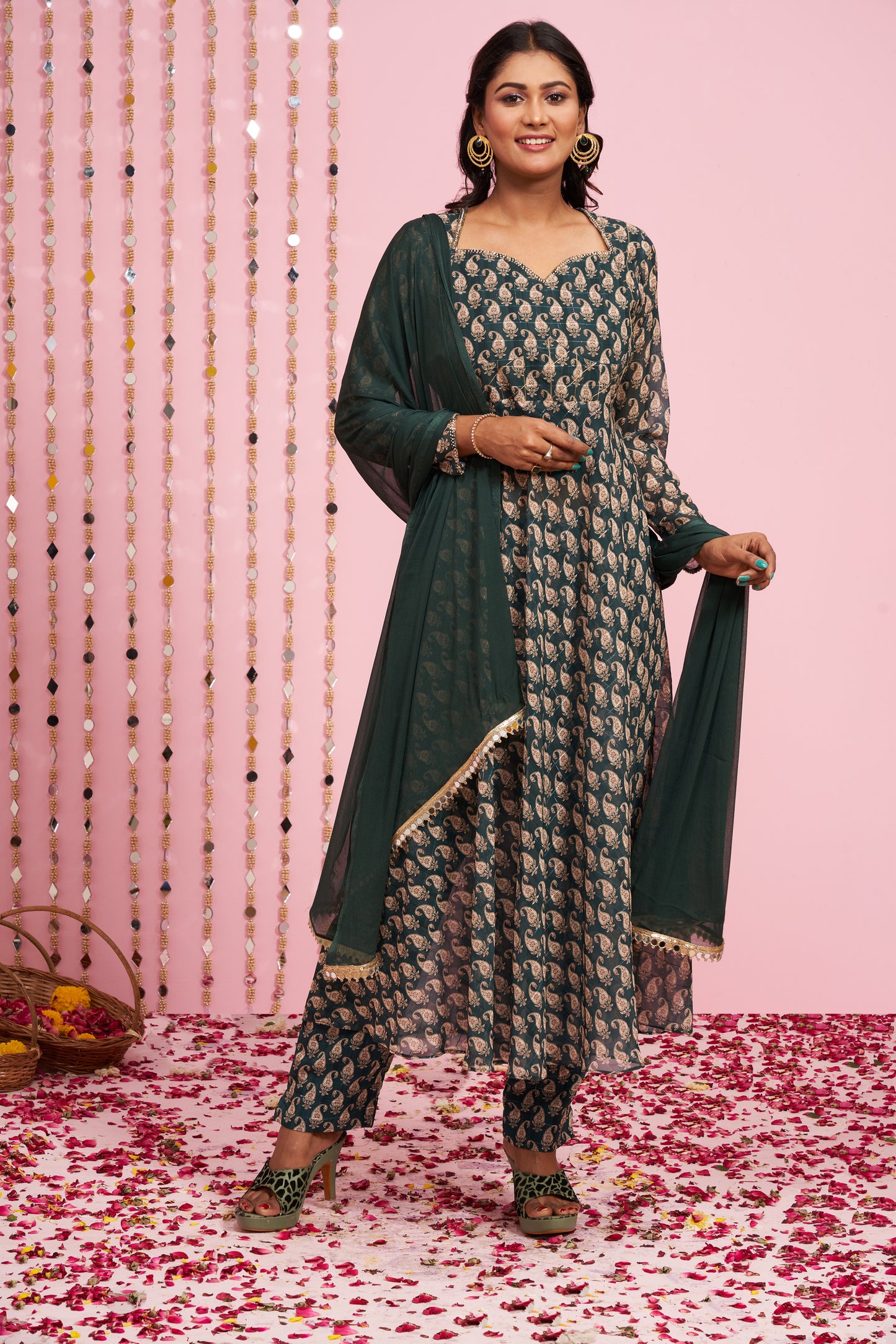 Printed Anarkali Kurti Set With Dupatta