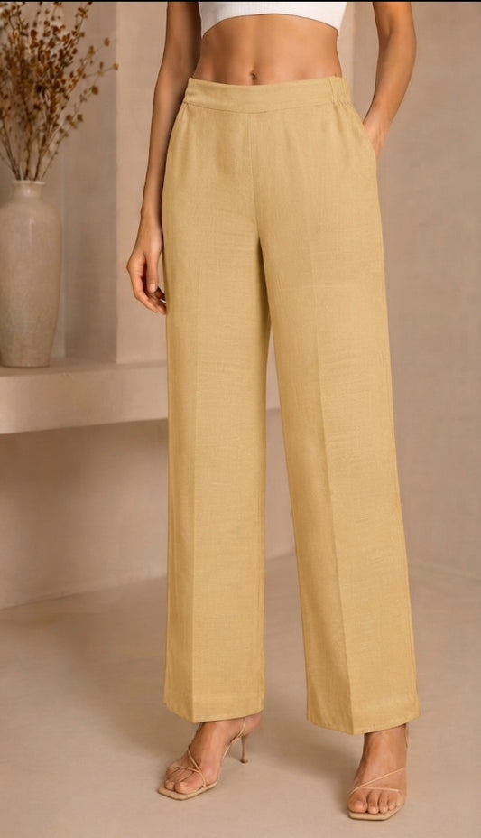 Essential Cotton Lycra Pants – Biscuit