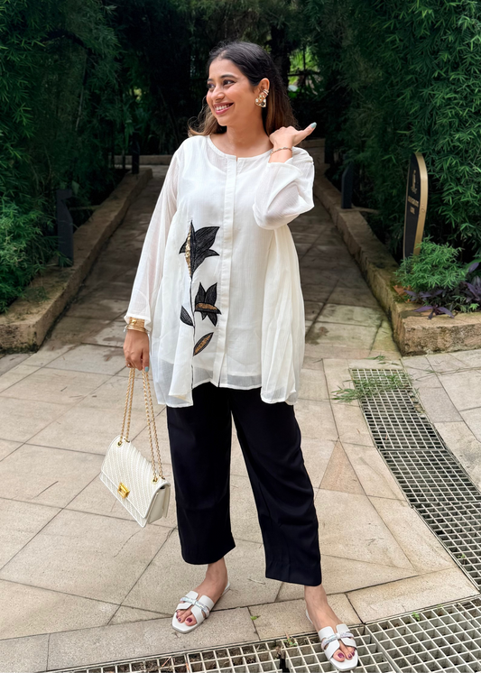 Ivory Noir Hand Embroidered Luxe Co-ord Set