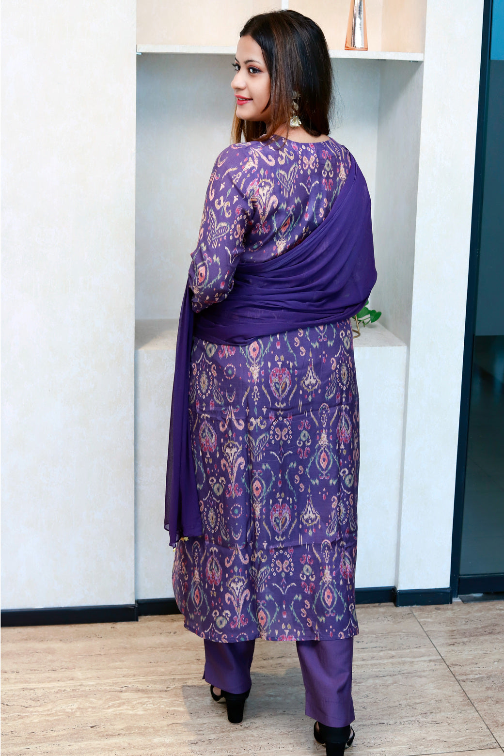 Foil Printed Kurti Set With Dupatta I-6576