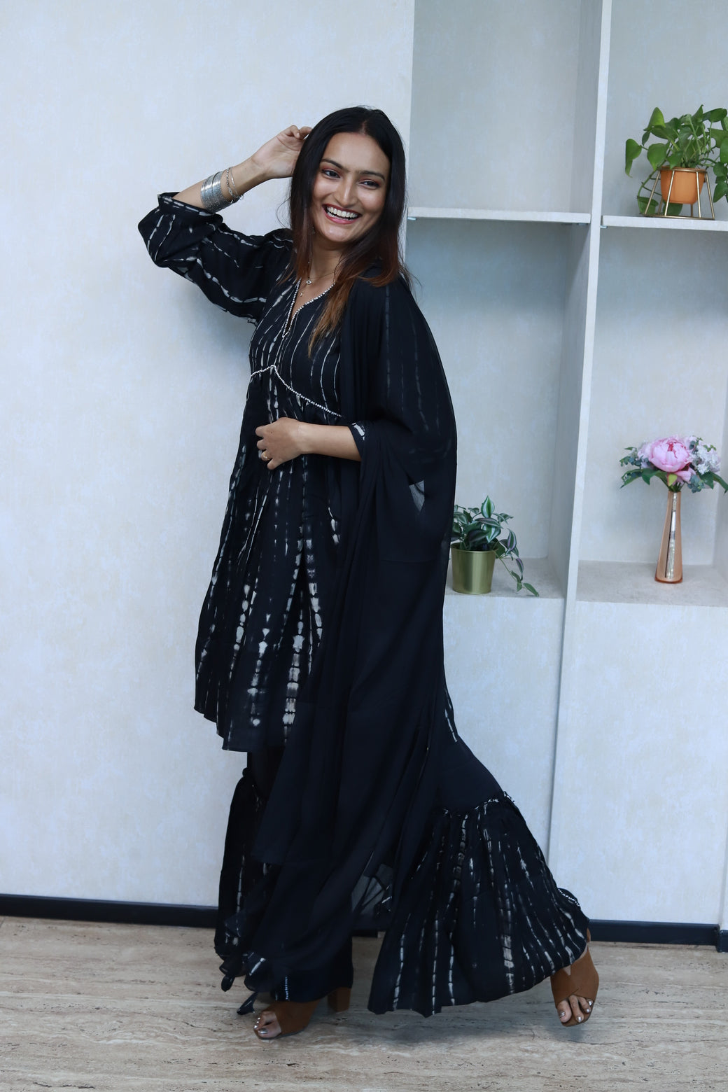 Tie Dye Printed Gharara Set with Dupatta