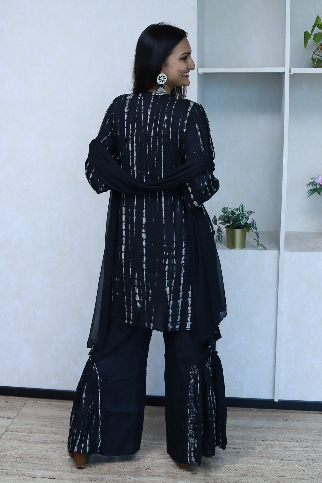 Tie Dye Printed Gharara Set with Dupatta