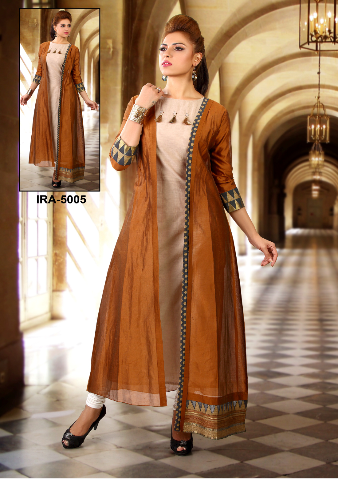 Chanderi Kurti With Long Jacket