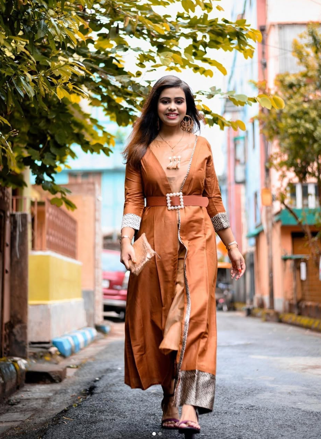 Chanderi Kurti With Long Jacket