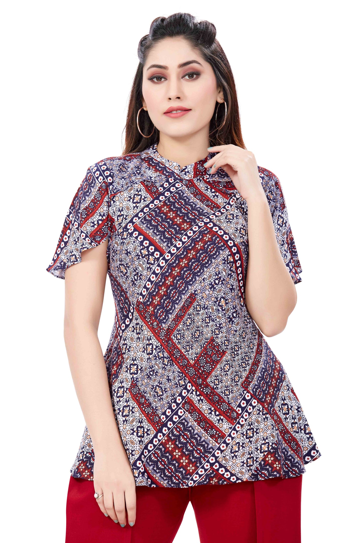 Cape Sleeve Tunic With Tulip Pants
