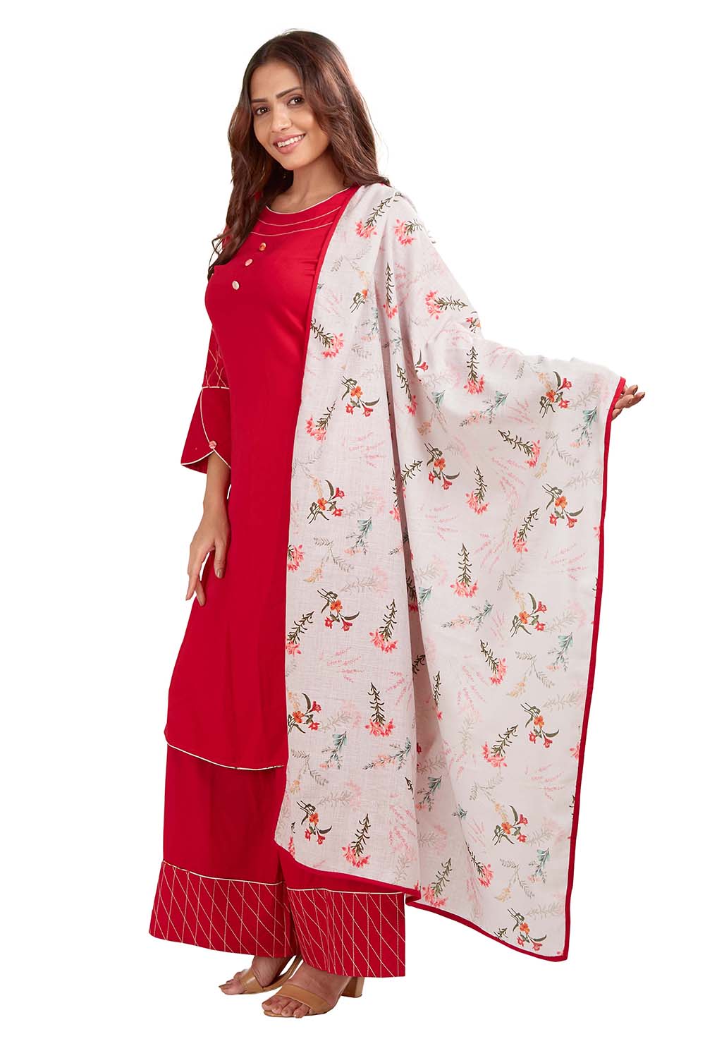 Palazzo Kurti Set With Printed Dupatta