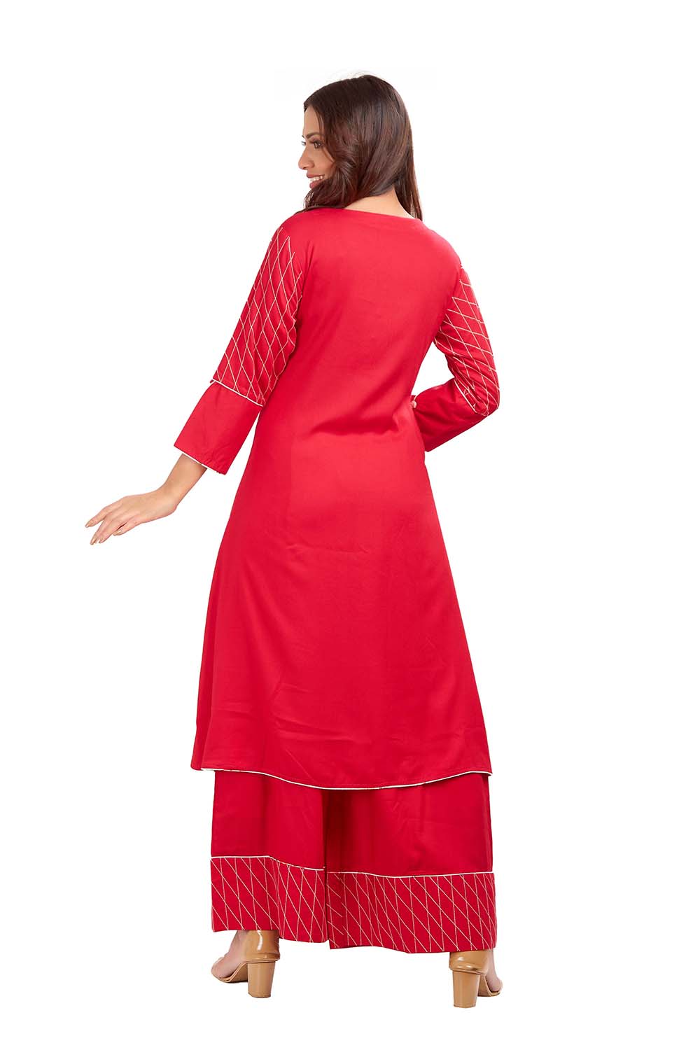 Palazzo Kurti Set With Printed Dupatta