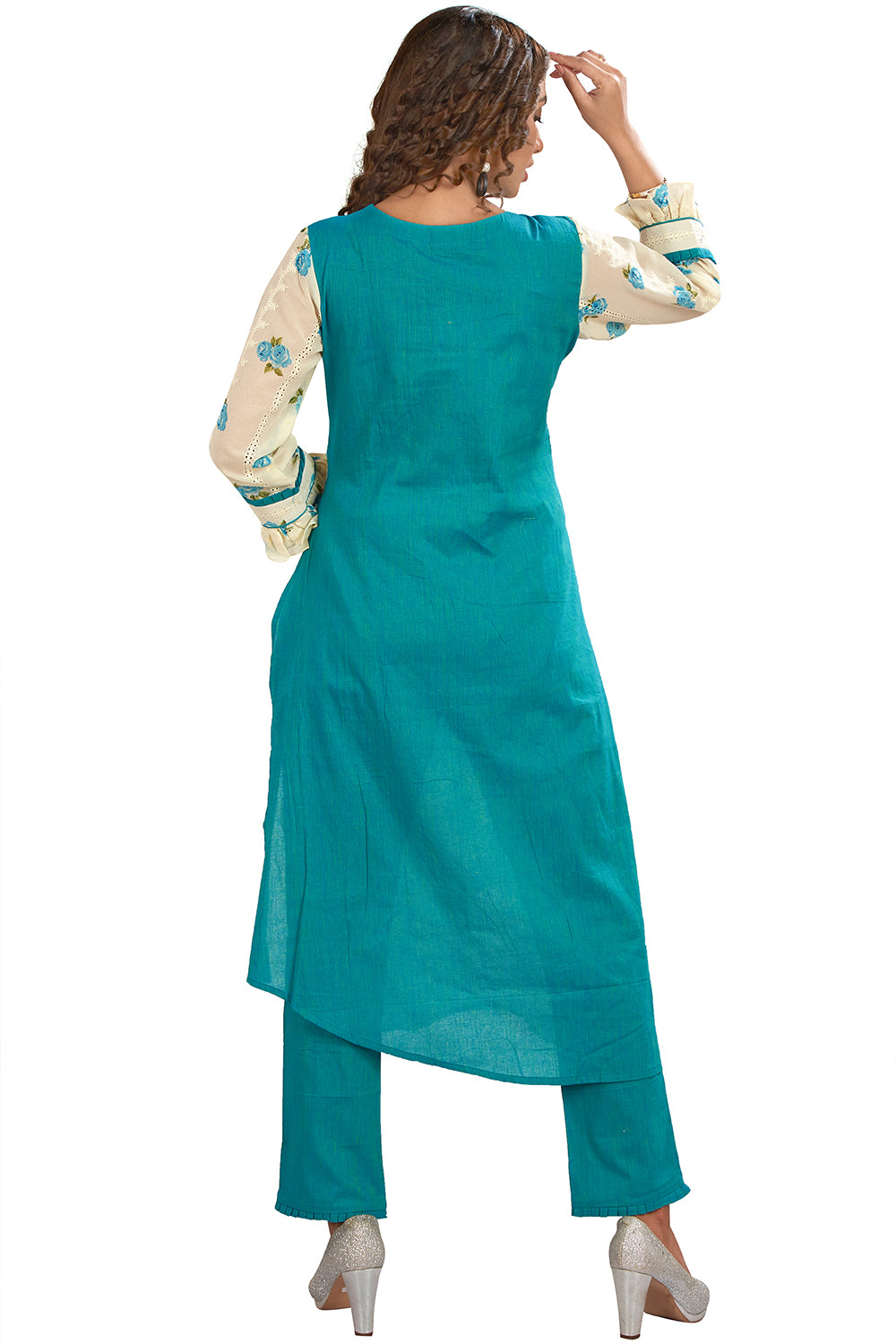 Asymmetric Floral Printed Kurti Set