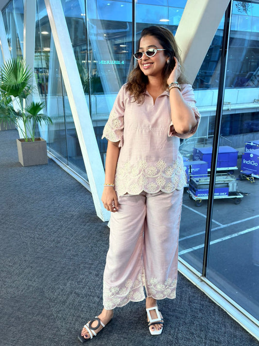 Blush Petal Embroidered Co-ord Set