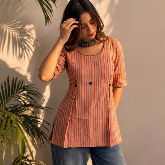 Rust Stripe Structured Short Tunic