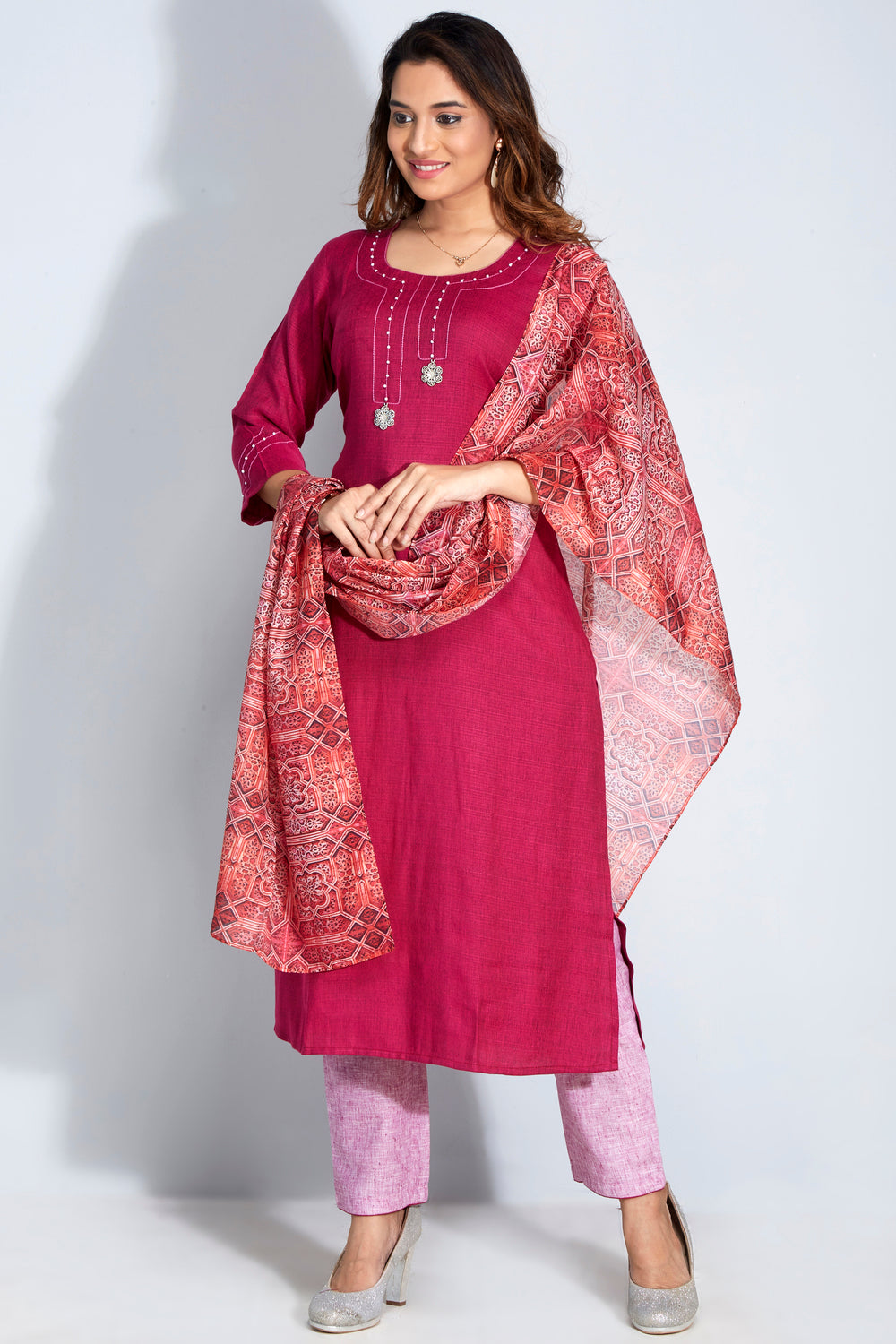 Kurti Set With Printed Dupatta