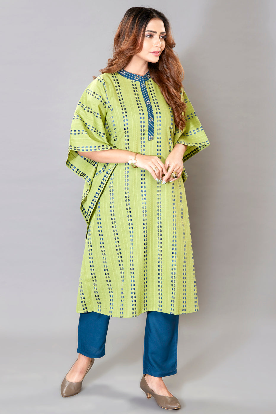 Printed Kaftan Kurti Set