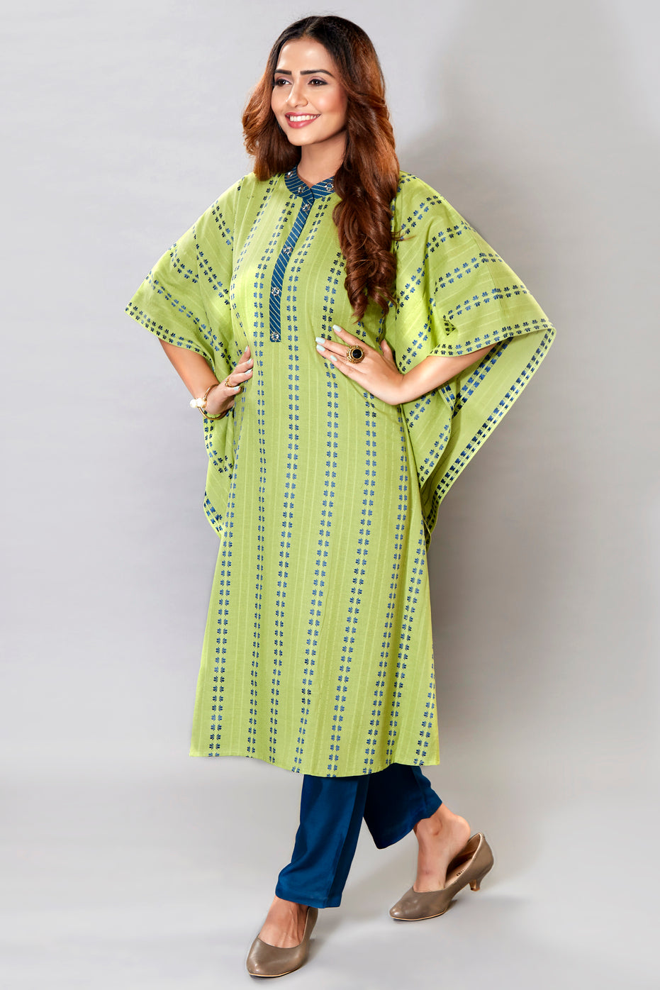 Printed Kaftan Kurti Set