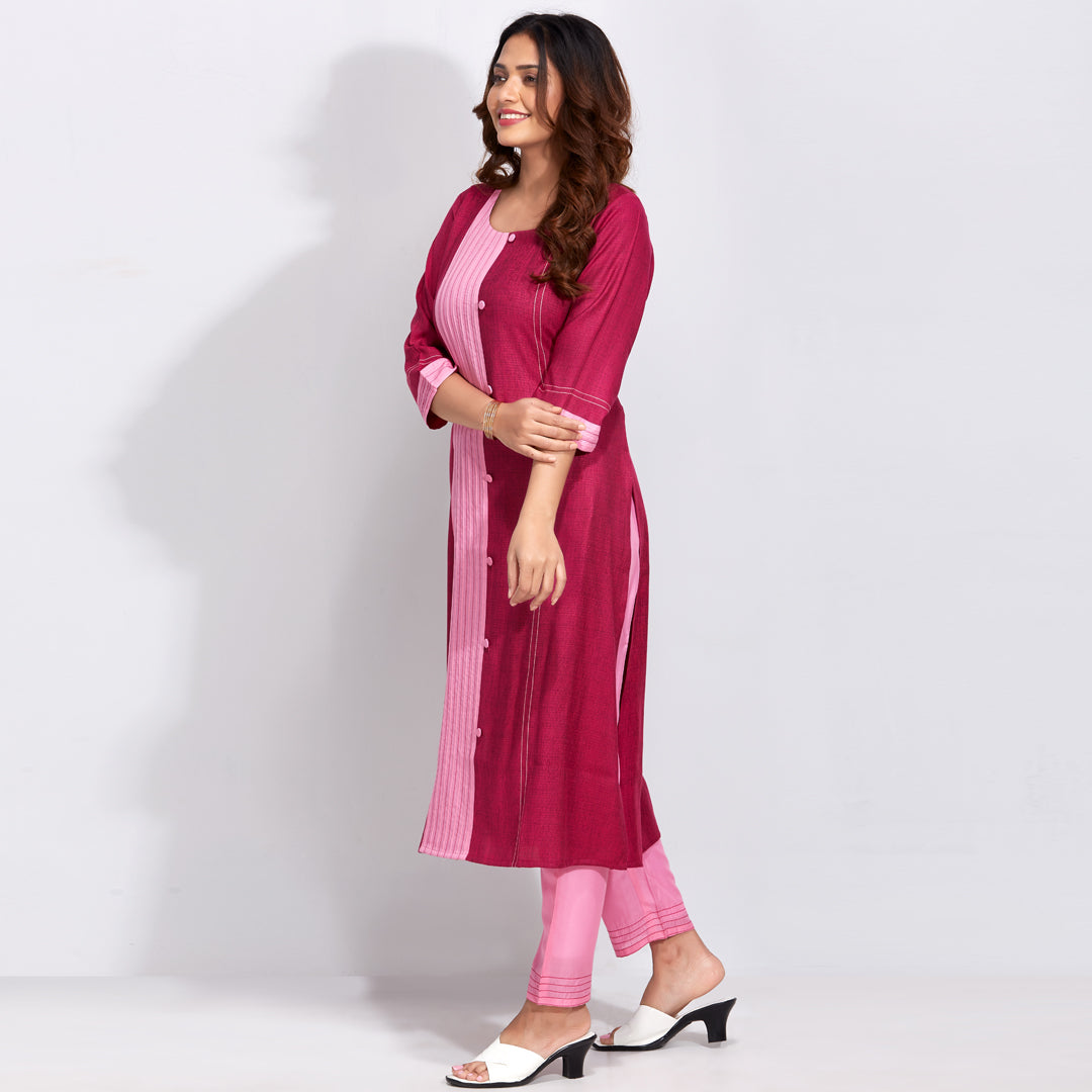 Kurti Set In Pink Colour