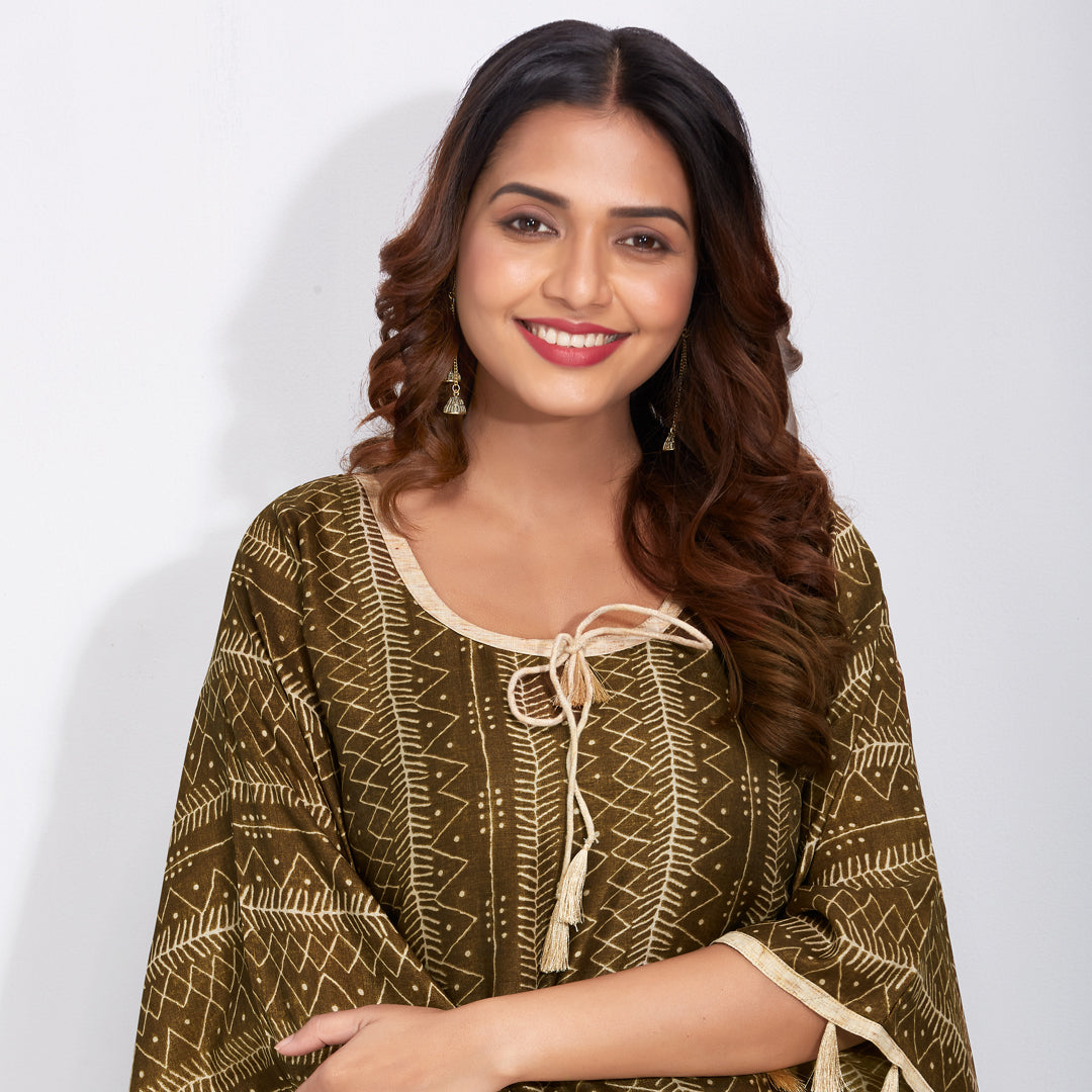 Printed Kaftan Kurti Set