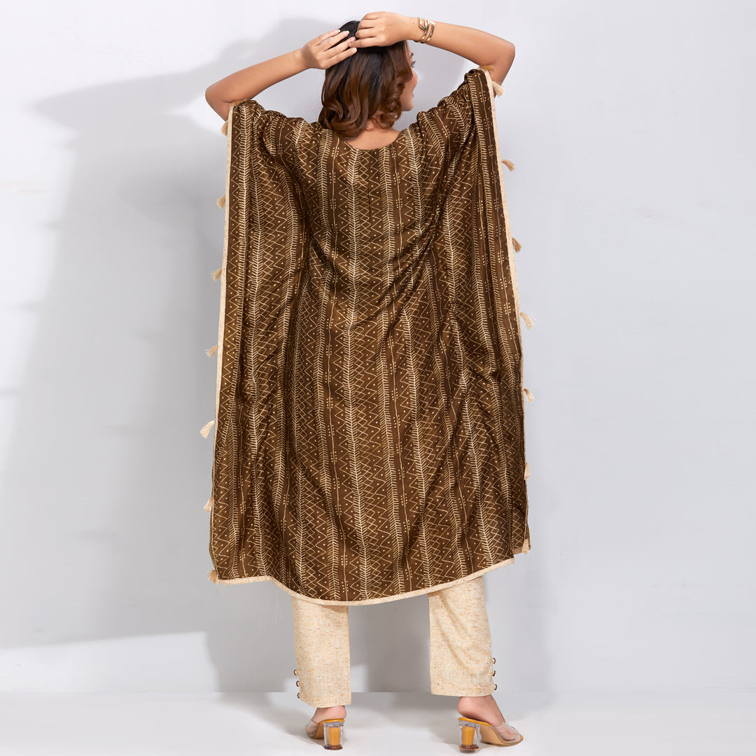 Printed Kaftan Kurti Set
