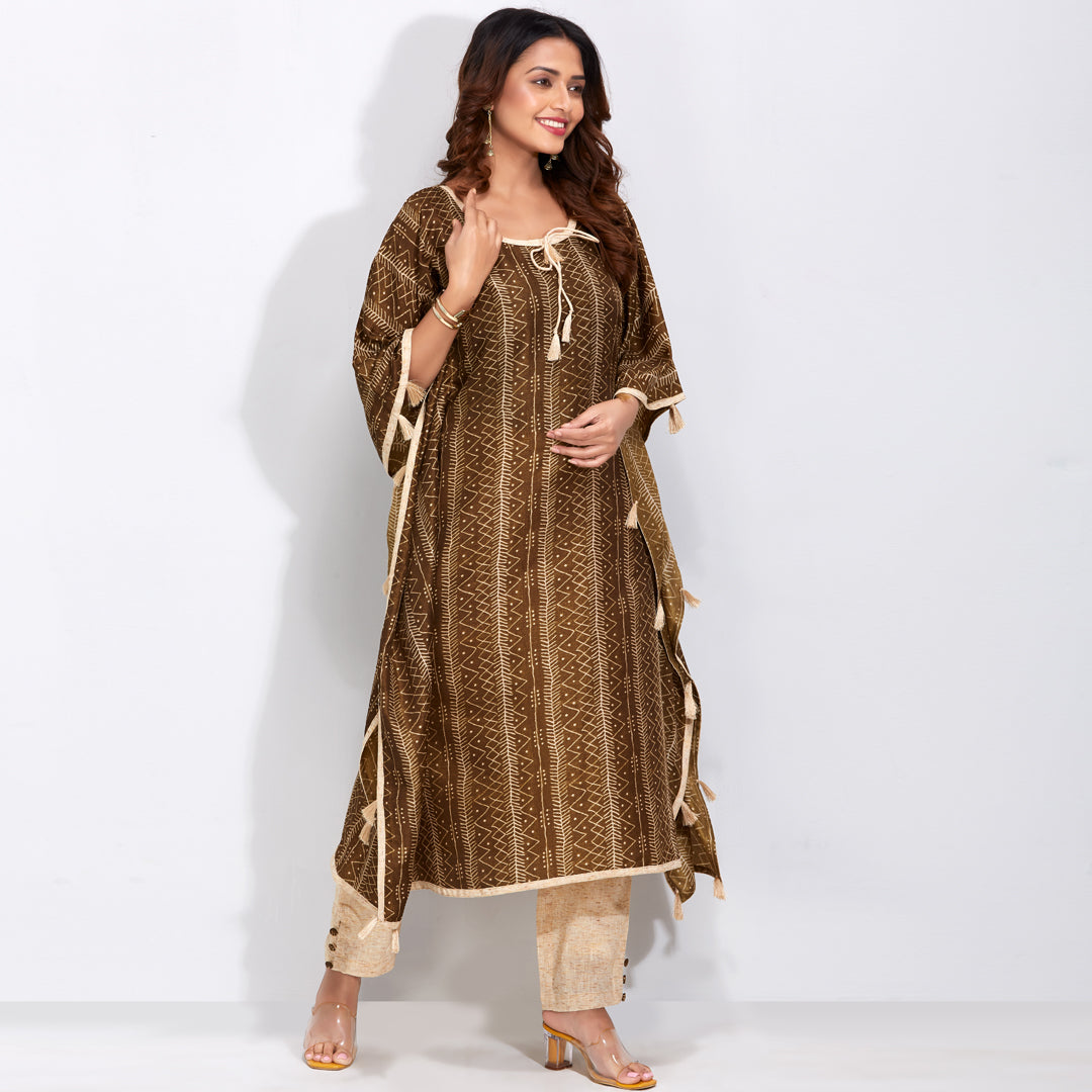 Printed Kaftan Kurti Set
