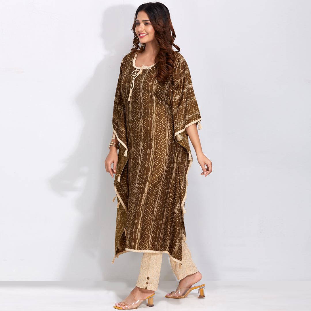 Printed Kaftan Kurti Set