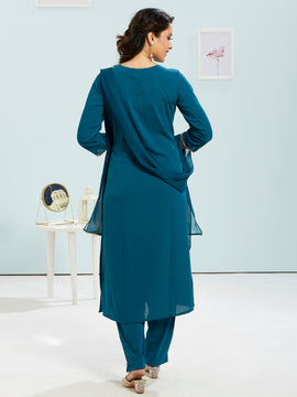Embroidered Kurti Set With Dupatta