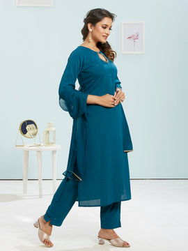 Embroidered Kurti Set With Dupatta