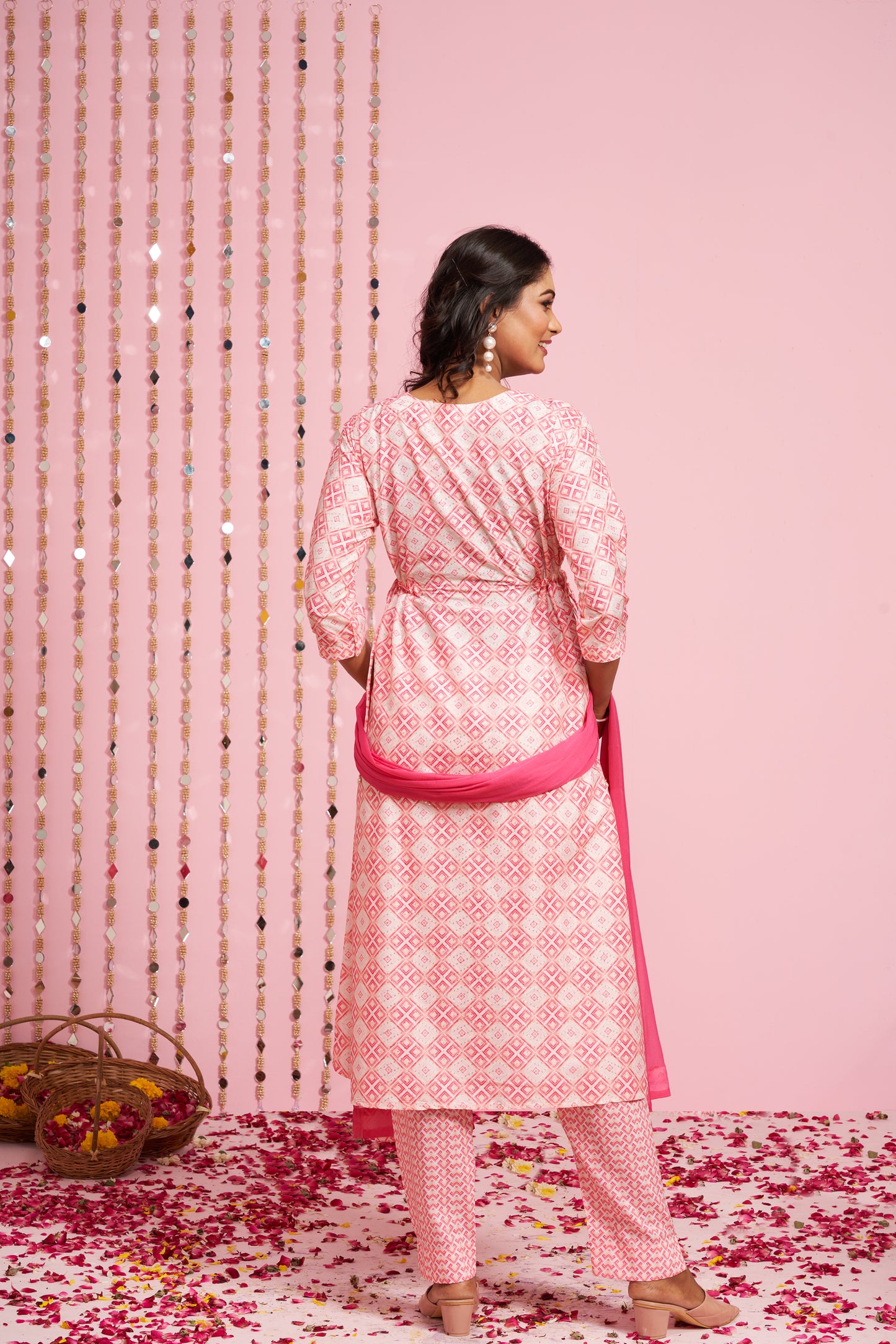 Sequence Weaved Printed Kurti Set With Dupatta