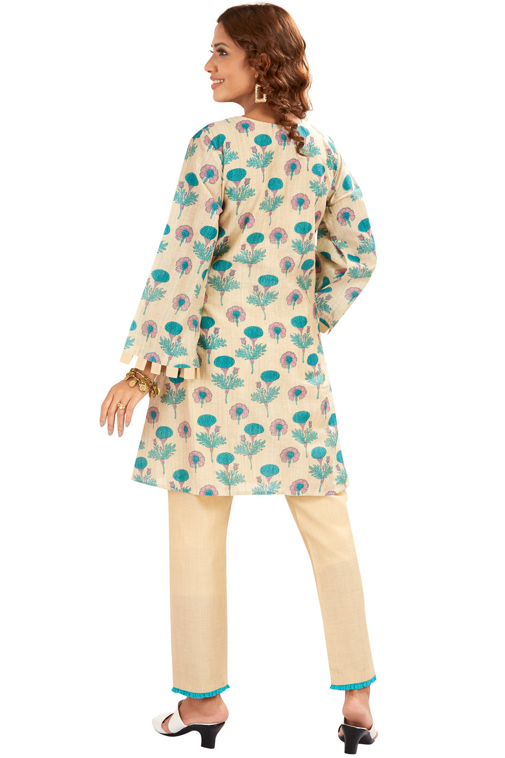 Bell Sleeves Floral Printed Kurti Set