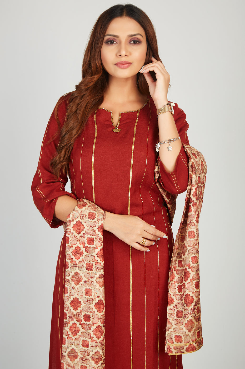 Stylish Kurti Set With Printed Dupatta