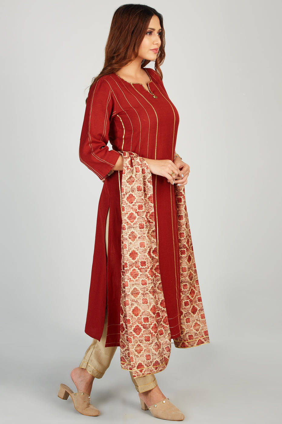 Stylish Kurti Set With Printed Dupatta