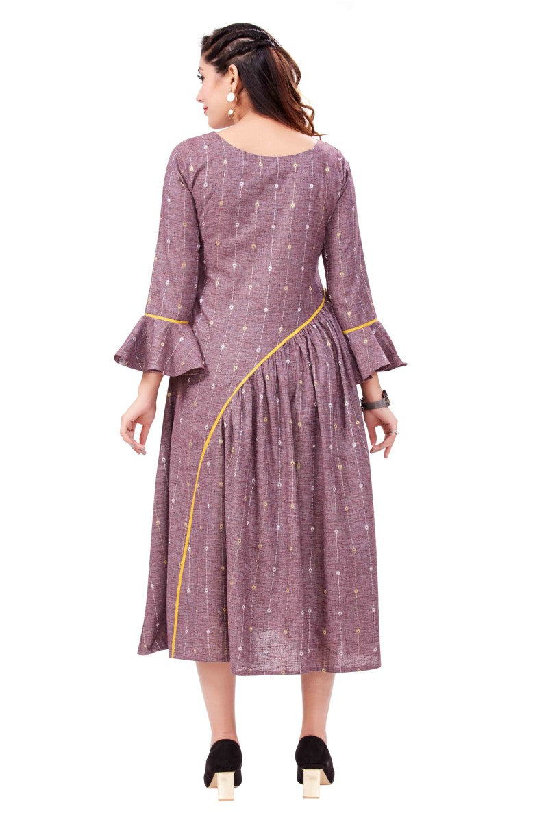 A-line Pleated Self Weave Pattern Kurti