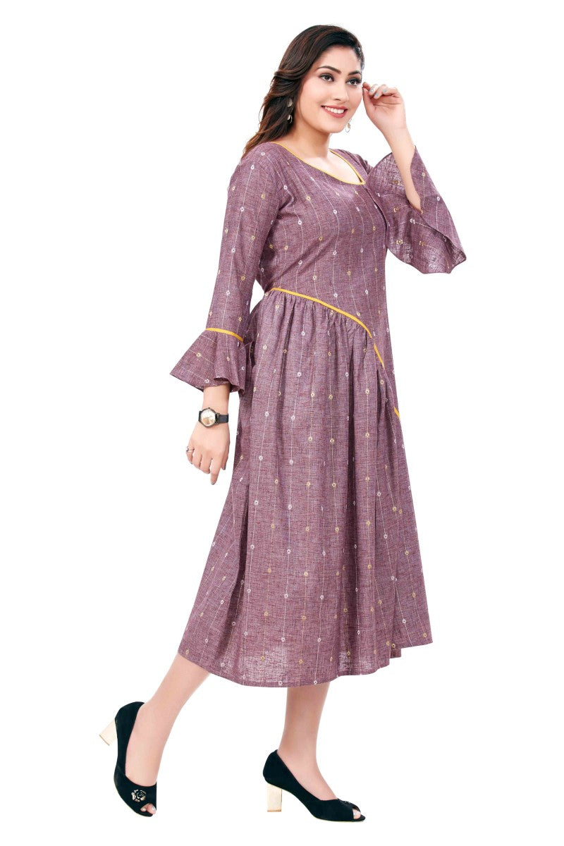 A-line Pleated Self Weave Pattern Kurti