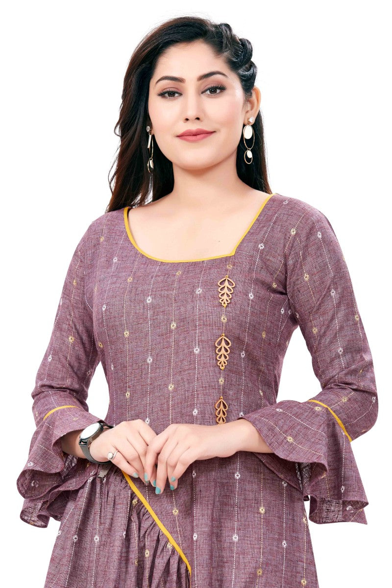 A-line Pleated Self Weave Pattern Kurti