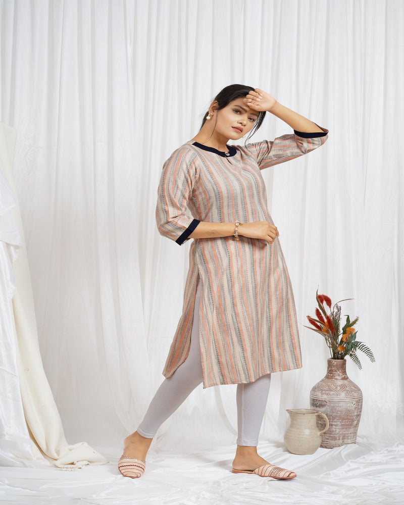 Multi Color Stripes Printed Kurti