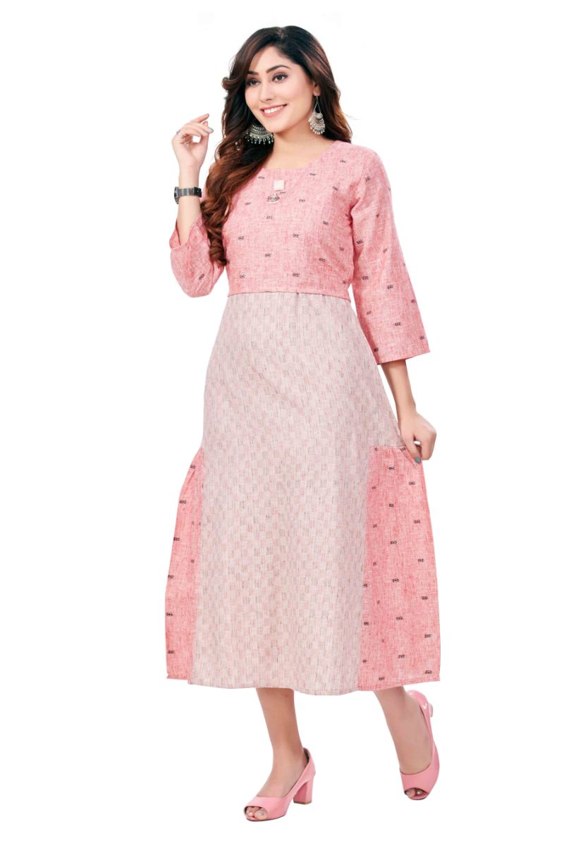 Elegant Pure Cotton Self Weave Kurti