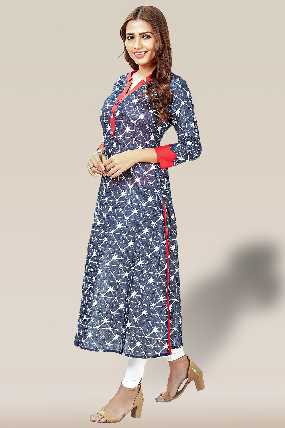 Straight Self Weave Pattern Designed Kurti