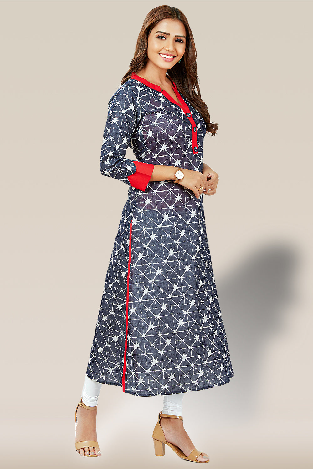 Straight Self Weave Pattern Designed Kurti