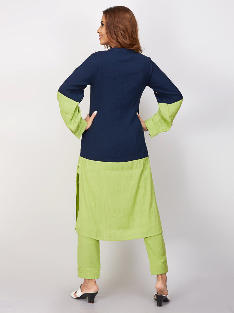 Straight Plain Kurti In Dual Colour With Pant