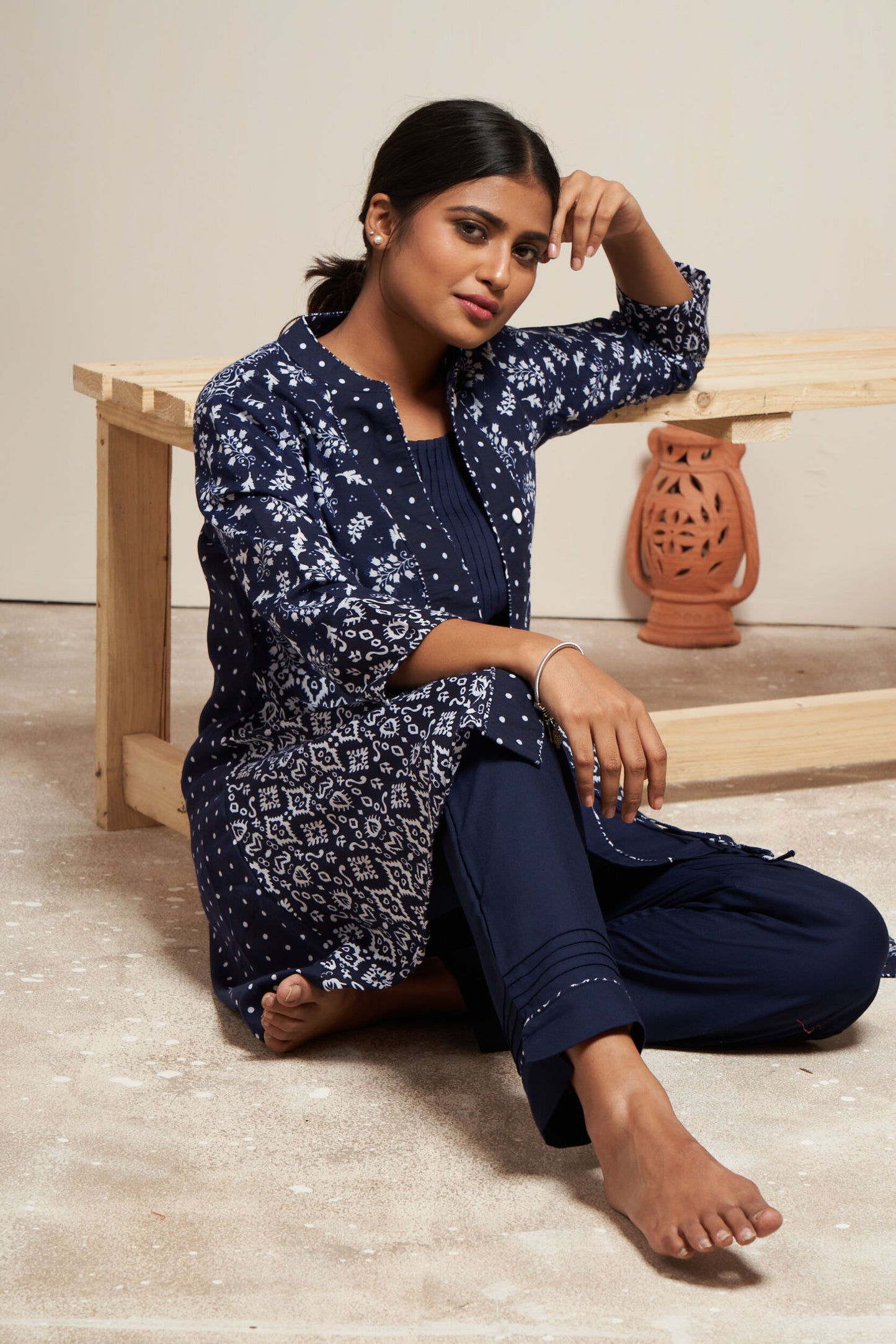 Western Look Designed Kurti Jacket Set With Pant
