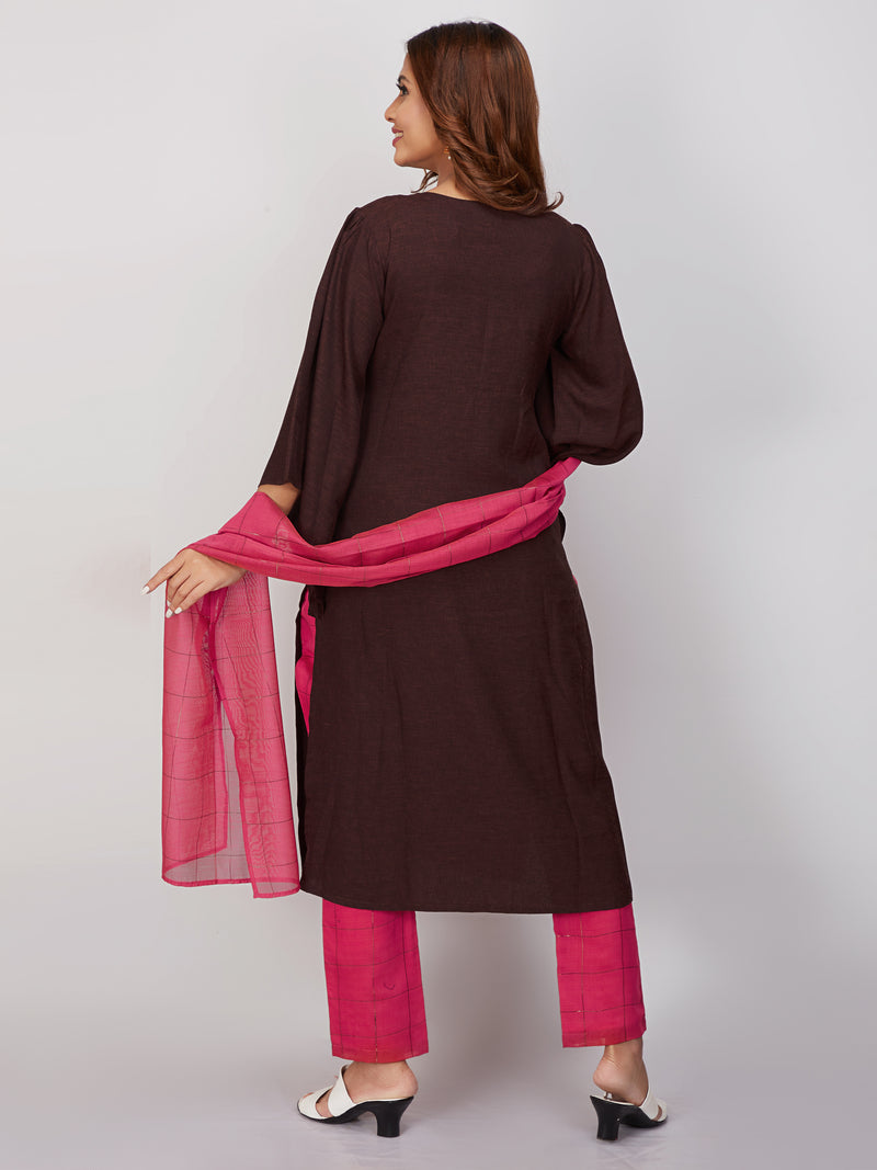 Bell sleeves Kurti Set With Dupatta