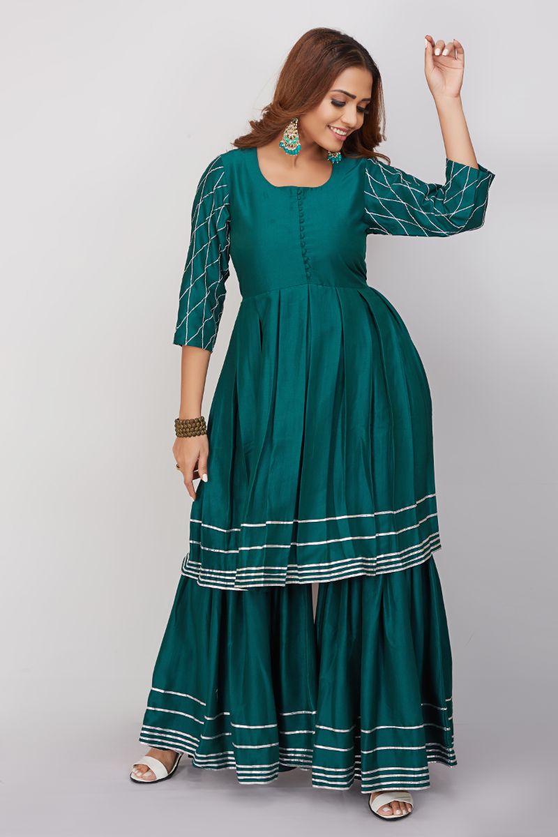 Gharara Set In Chinon With Gota Patti