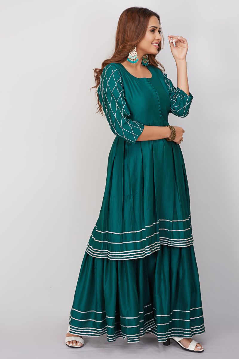 Gharara Set In Chinon With Gota Patti